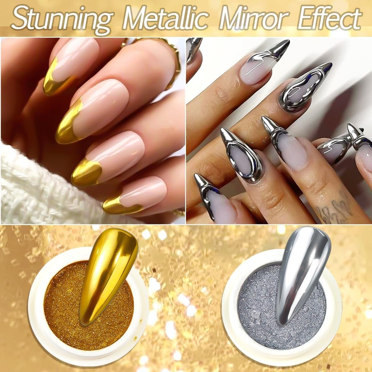 Ultra-Fine Chrome Nail Powder – 6 Colors for Elegant Nails & Manicure Bliss