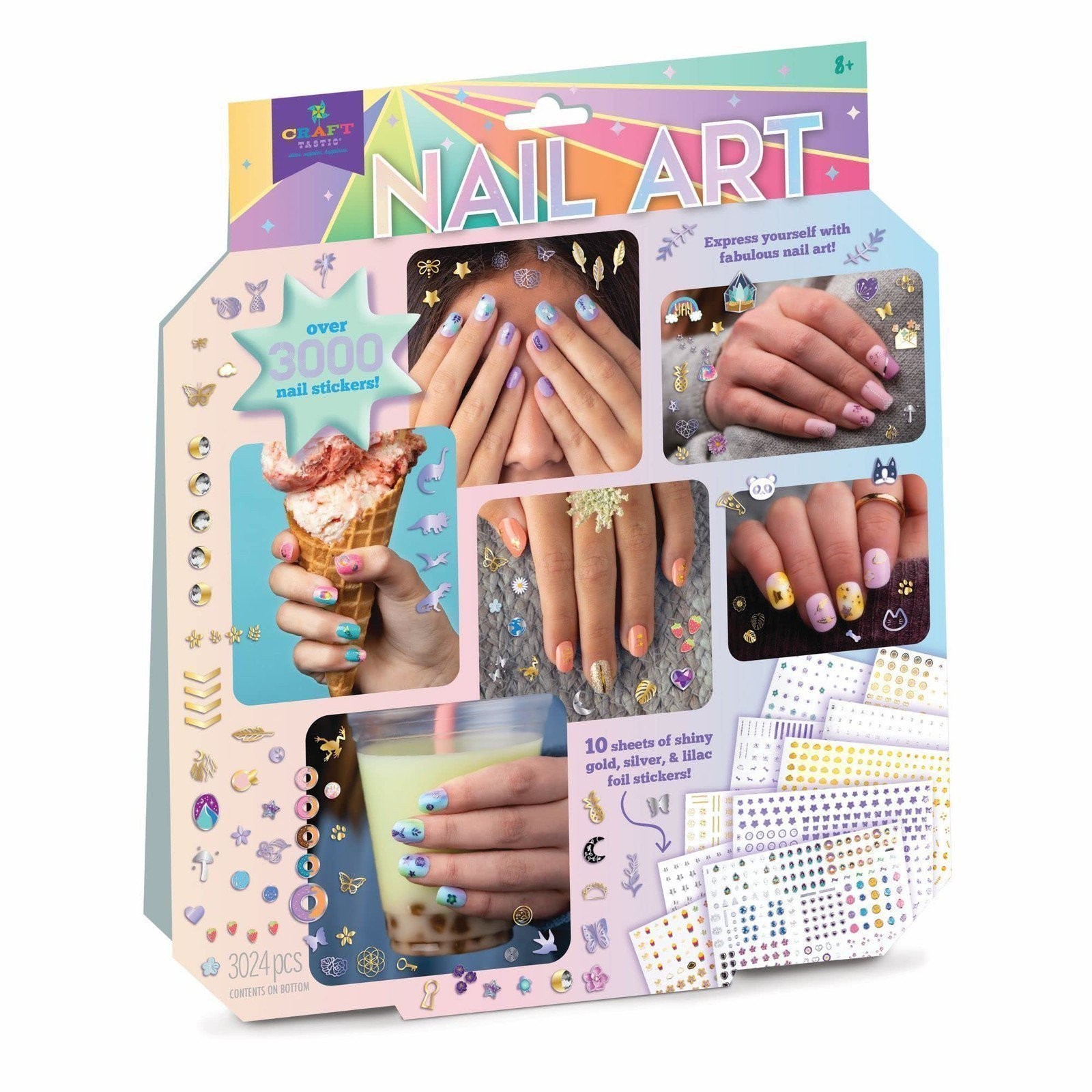 Craft-tastic — Nail Art — Over 3,000 Nail Stickers — Dinosaurs, Flowers,…