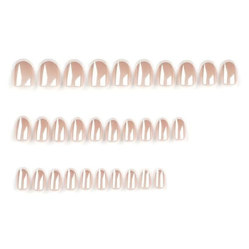 30Pcs Chrome Press on Nails Short Almond Fake 24 Fl Oz (Pack of 1) Style04