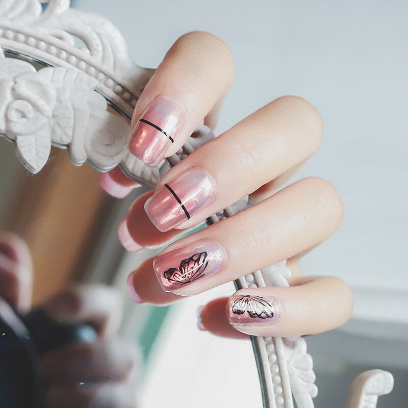 5D Rose Nail Stickers, Black And White Rose Nail Decals (59)