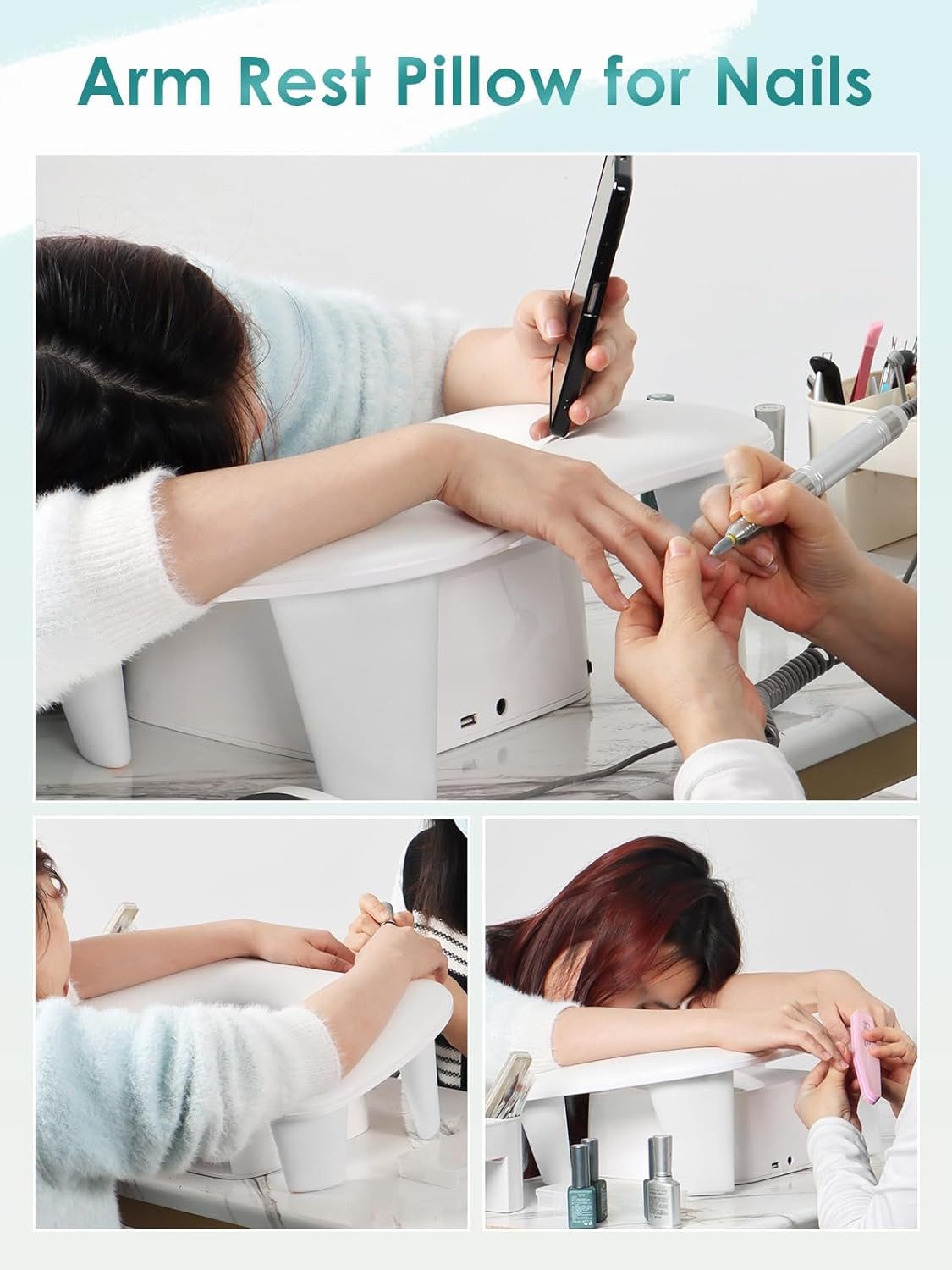 Nail Arm Rest Hand Pillow: Leather Nail Stand Nail Hand Rest – White Manicure Cu