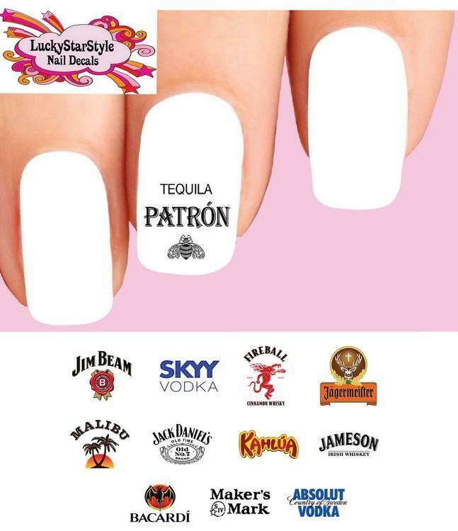 Waterslide Alcoholic Nail Decals Set of 48 – Alcohol Spirits Liquor Assorted #1