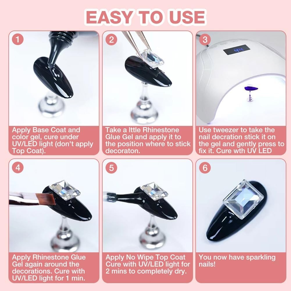 Nail Rhinestone Glue Super Adhesive Gel 10g for Gems and 3D Nail Art, Long Lasti