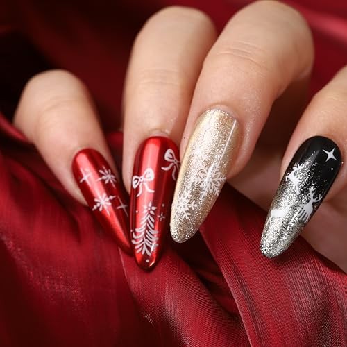 6 Sheets Christmas Nail Art Stickers, Christmas 3D Self Christmas Type1