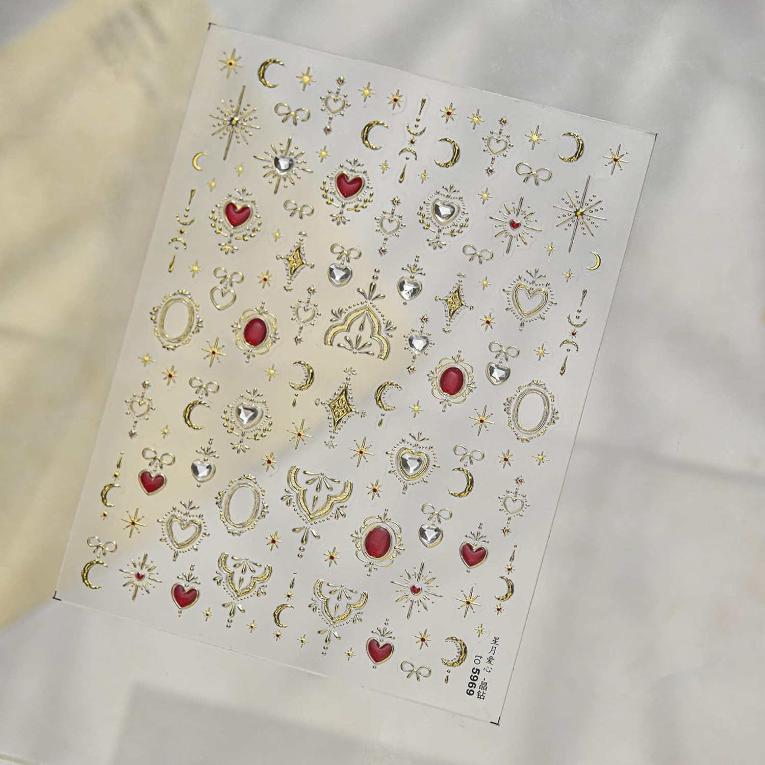 1 Sheets Gold Star Nail Stickers 5D Embossed Diamond Nail Art Stickers | Golden