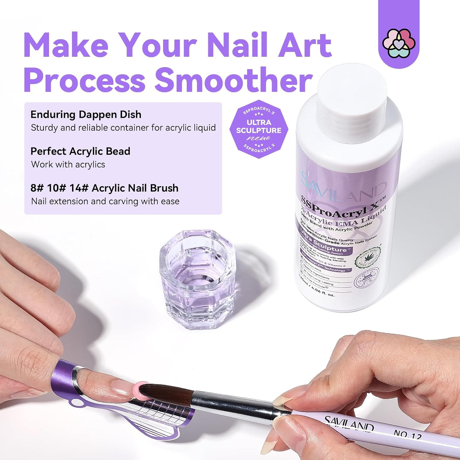 SAVILAND Pure EMA Monomer Acrylic Nail Liquid: 4 Oz Pro Acrylic Monomer for Nail