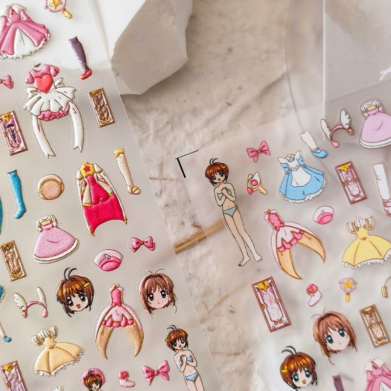 3D Anime Cosplay Outfit Nail Stickers | Cute Magical Girl Dress-Up Decals