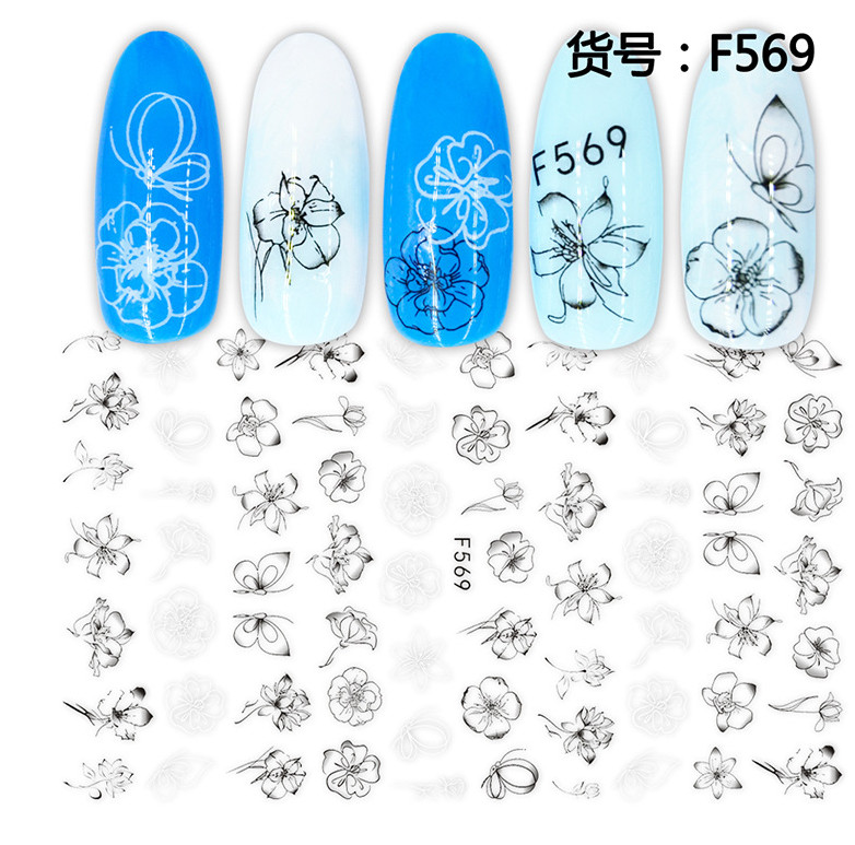 Nail Stickers Art Adhesive Decal DIY Waterproof 3D Butterfly Heart Letters NS3
