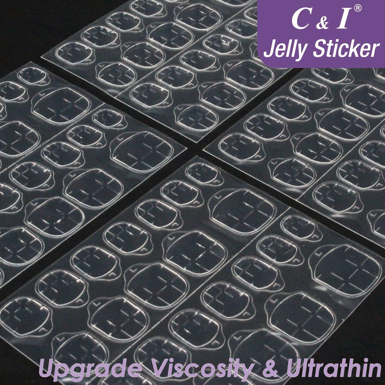 50 Sheets Double Sided Jelly Gel Nail Glue for Press On Nails False Nail Tips