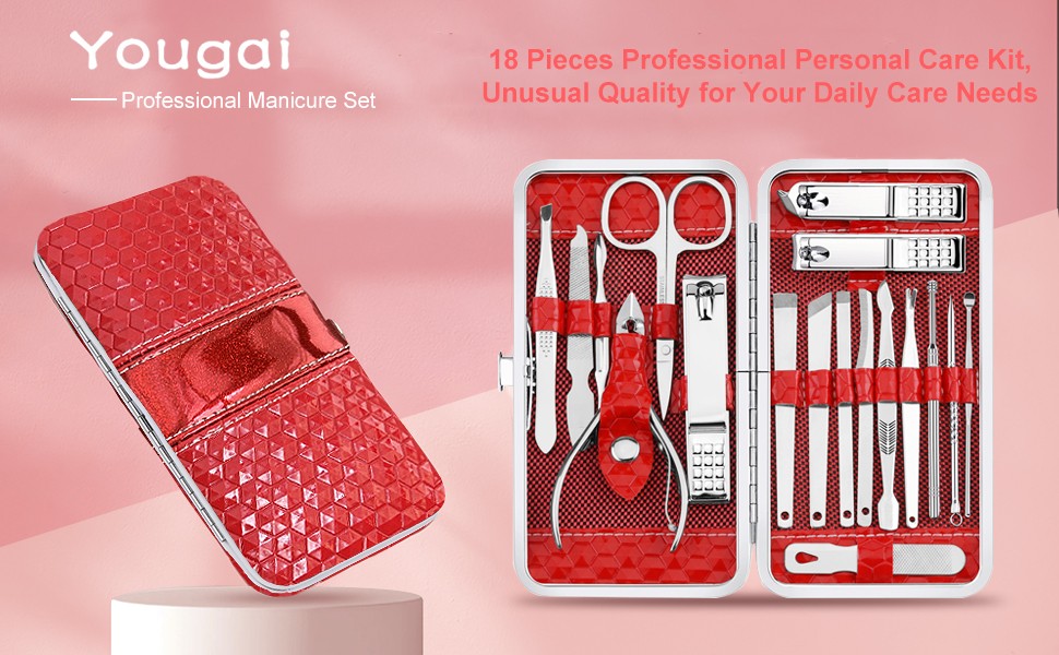 Nail Clippers Set – 18 Pcs Professional Manicure Pedicure Kit for Men Women,