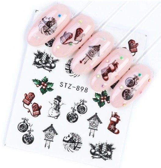 Christmas Nail Art Water Decals: Santa, Snowman, Reindeer(Group 1)