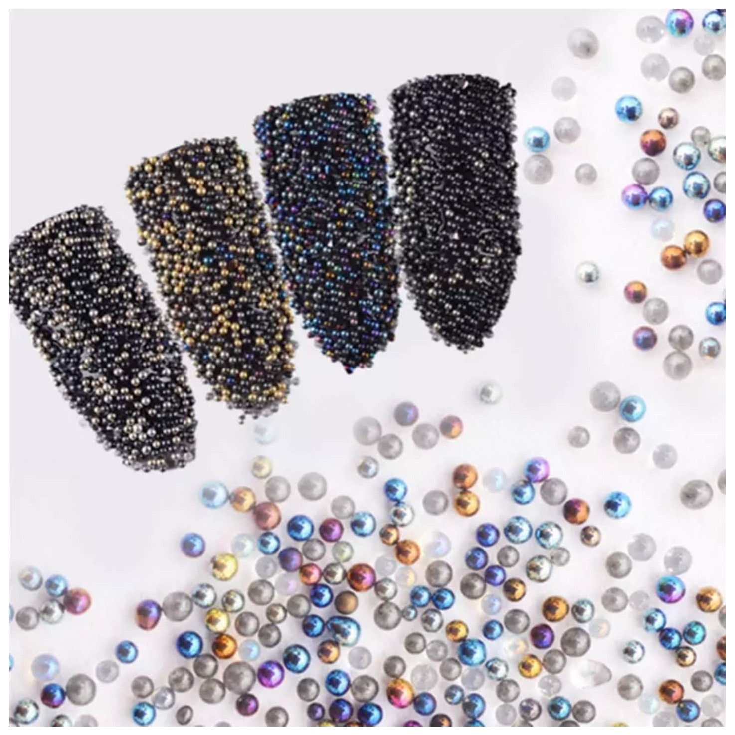 5g 3D Mixed Color Gold/Silver Micro Mini Glass Caviar Beads DIY Nail Art Decor