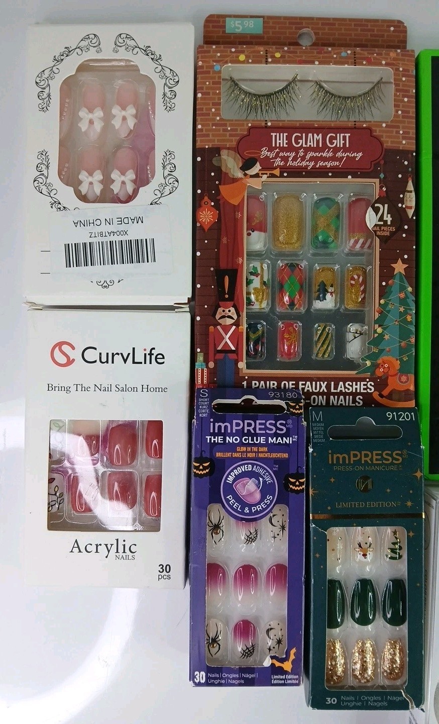 Mixed Lot Of 14 Press On & Glue Nails Accessories Seasonal Holiday