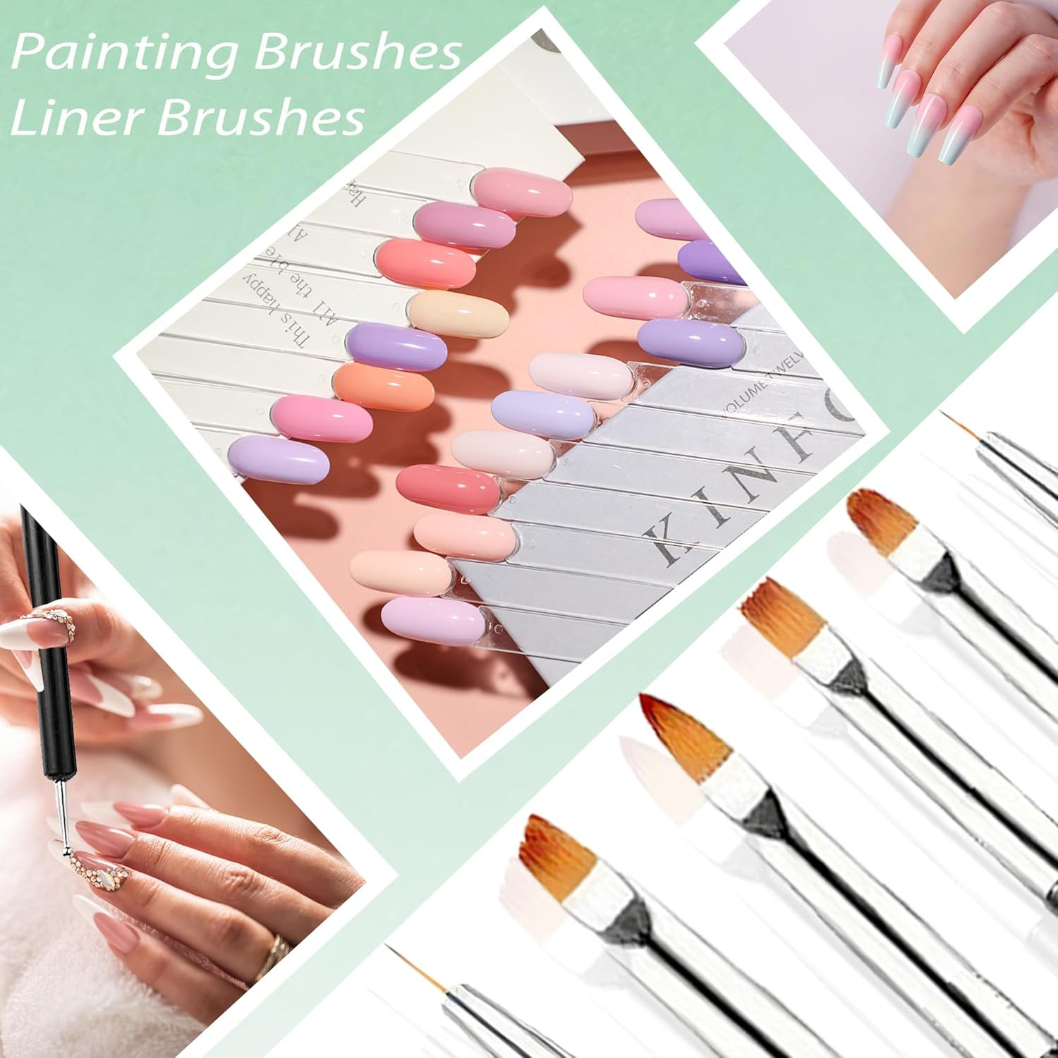 6PCS Double-Ended Nail Art Brush Kit for Gel Polish, Liner, Drawing, Dotting …