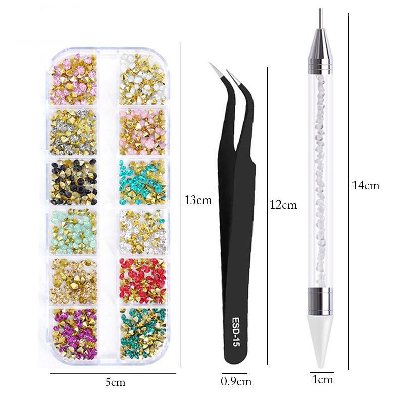 3Pcs/Set Nail Art Rhinestones 3D Crystal DIY Glitter Rivet Gem Decorations Suppl