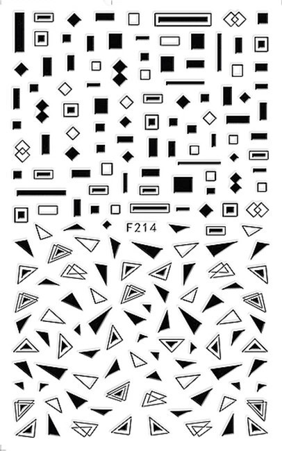 Nail Art 3D Decal Stickers geometric triangle square rectangle F214
