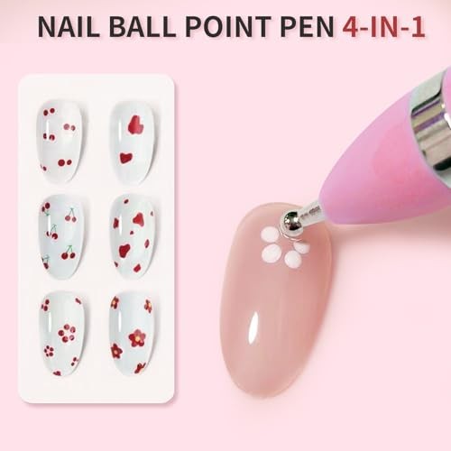 HJ Nail Dotting Pen Ballpoint Design Nail Art Kit with Tip Dot HJ-NAT248-Pink