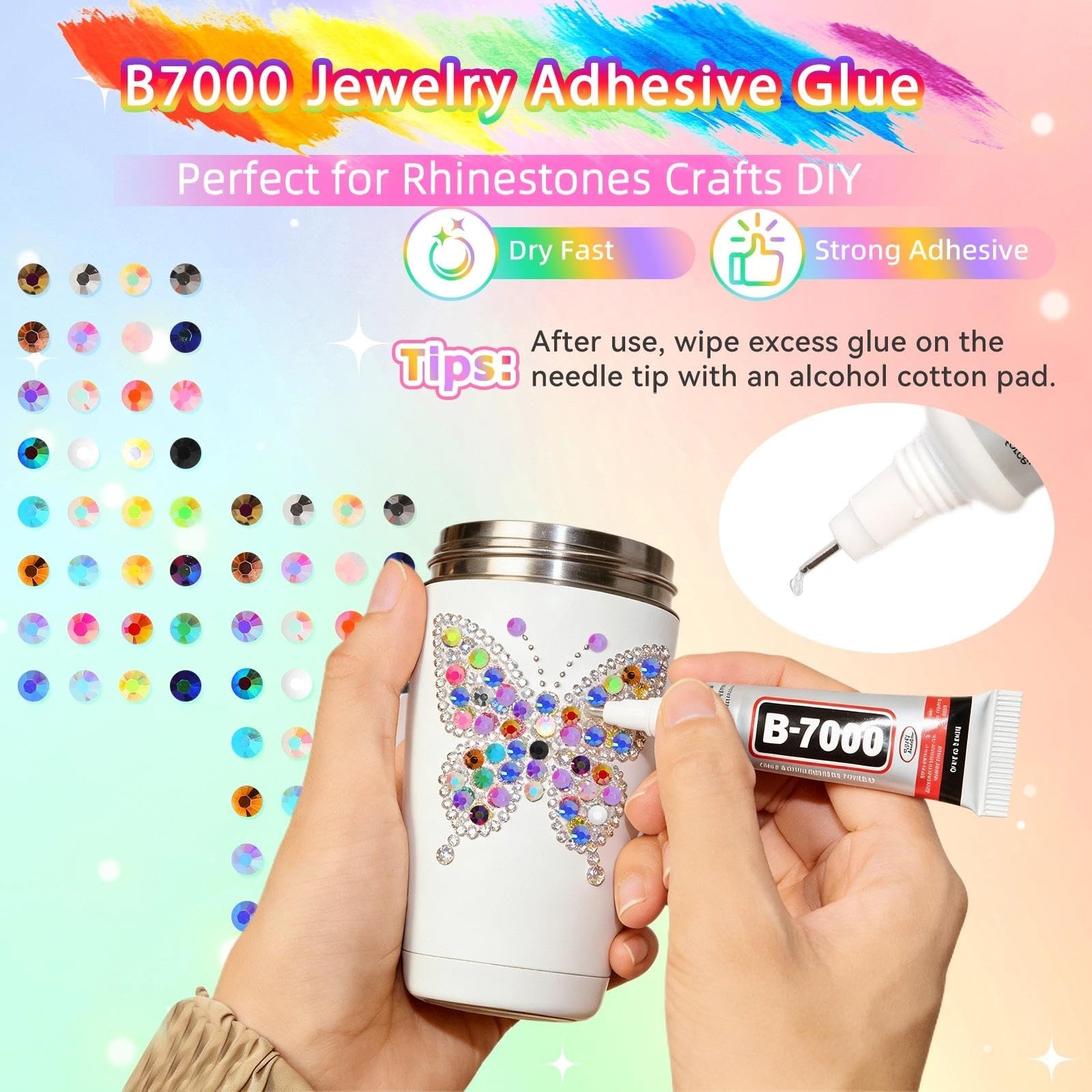 26000 Pcs Multiple Colors Jelly Flatback Rhinestones Bedazzling Kit, 3mm Resi…