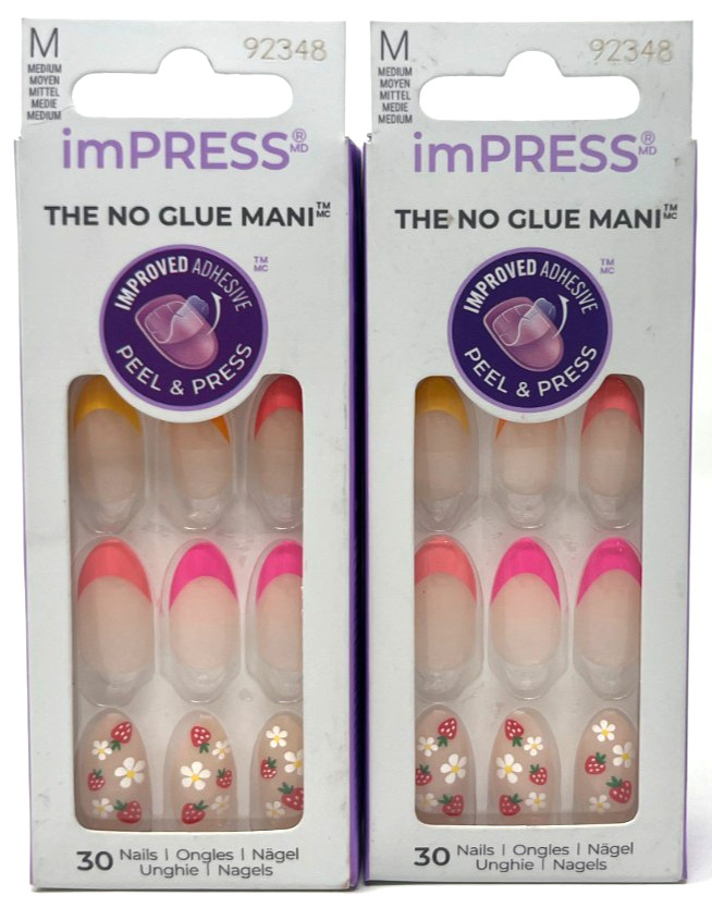 (2) Kiss Impress No Glue Mani Press-On Nails Sealed IM138X – About Time
