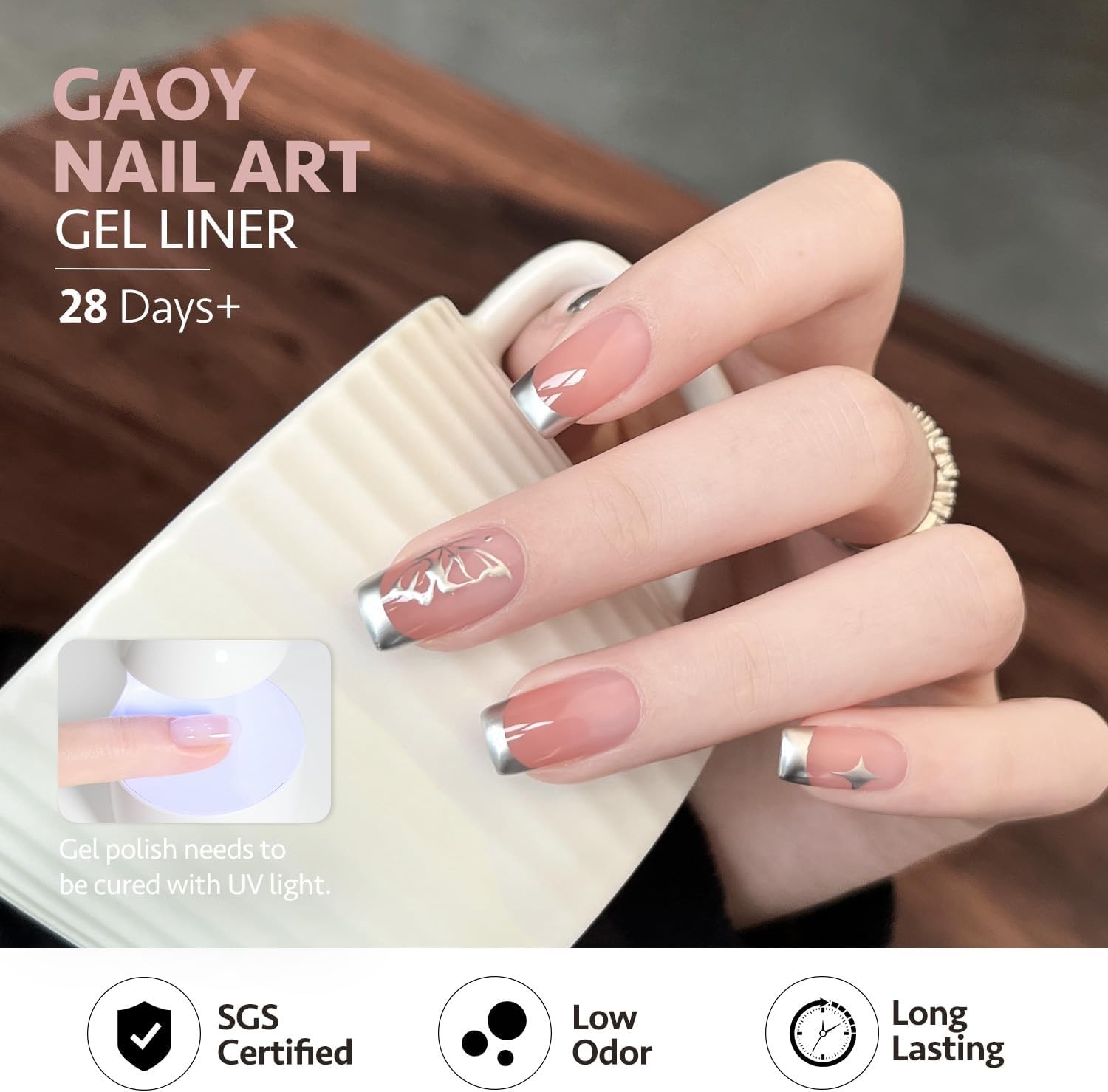 Metallic Sier l Nail Polish Art Liner, 8ml 3D Mirror Chrome
