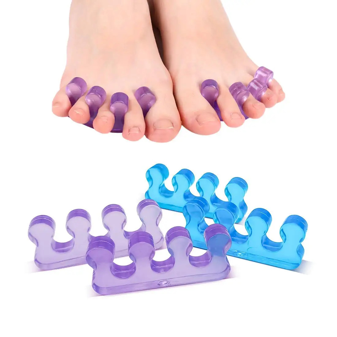 2Pcs (1Pair)Soft Silicone Finger Toe Separator Soft-Silicon 5 Colors Flexible Fi