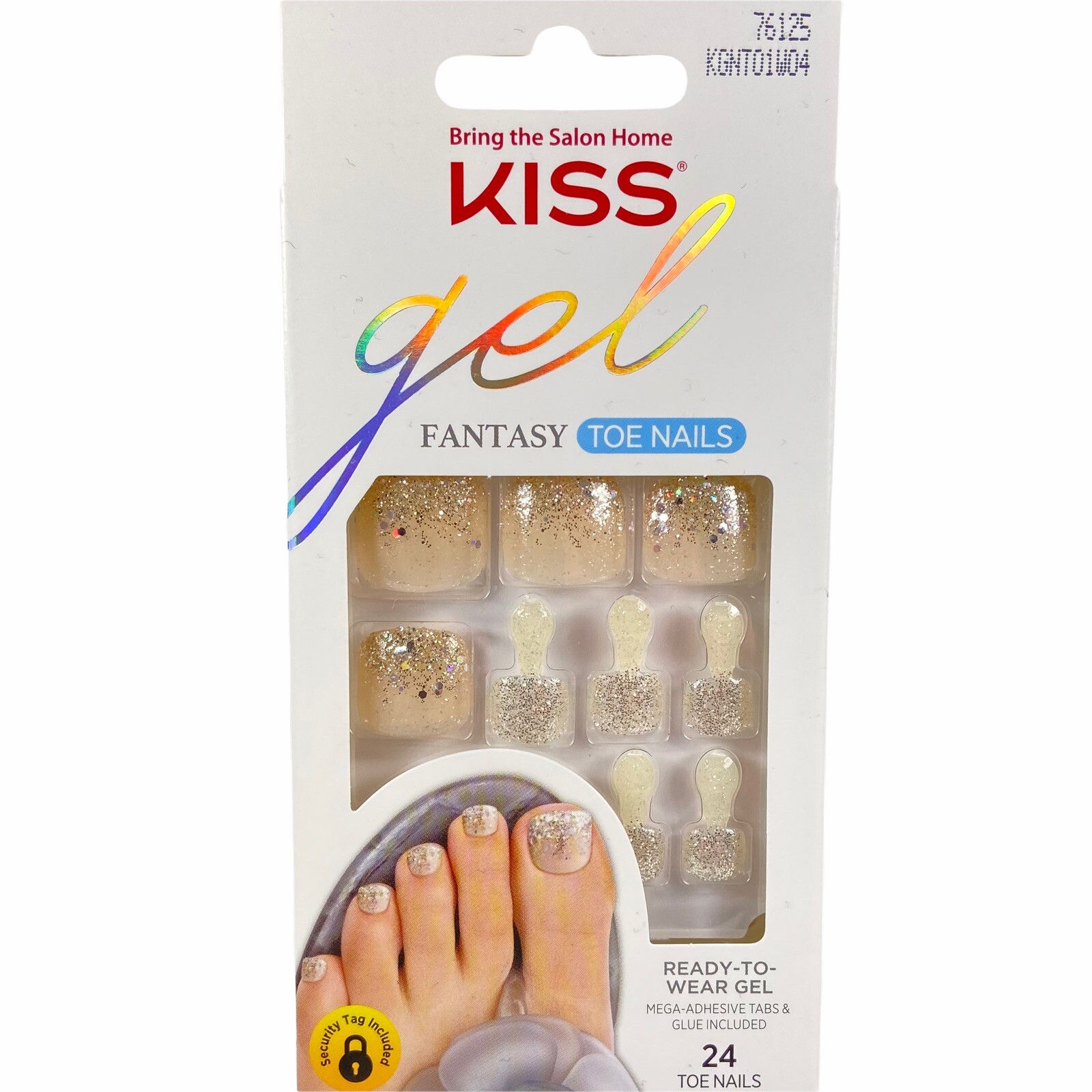 NEW Kiss Nails Gel Fantasy Press or Glue Pedicure Gel Silver Glitter Sparkle Toe