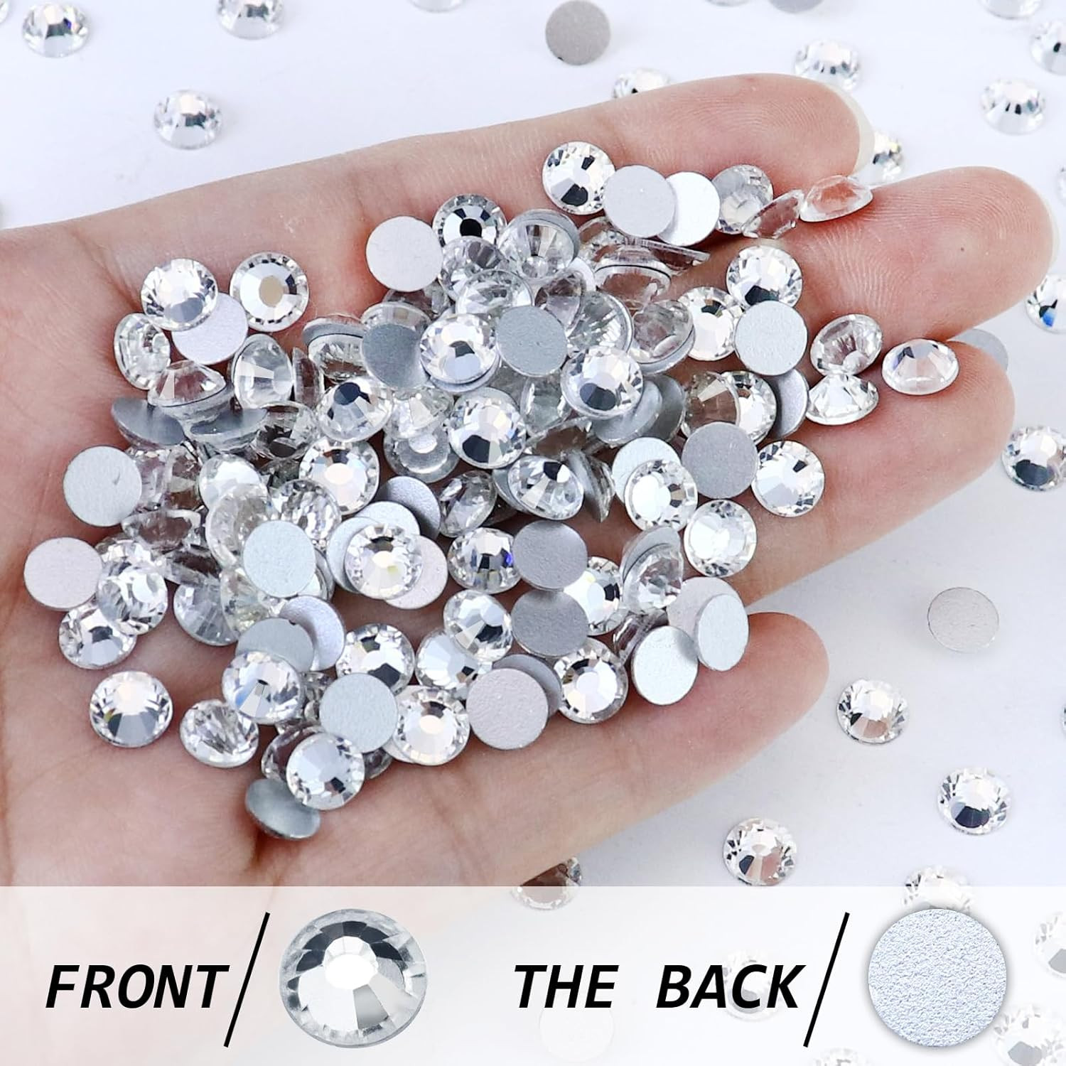 1440PCS SS6 Flatback Rhinestones, Glass Crystal Gems for Nail Art and Craft Clot