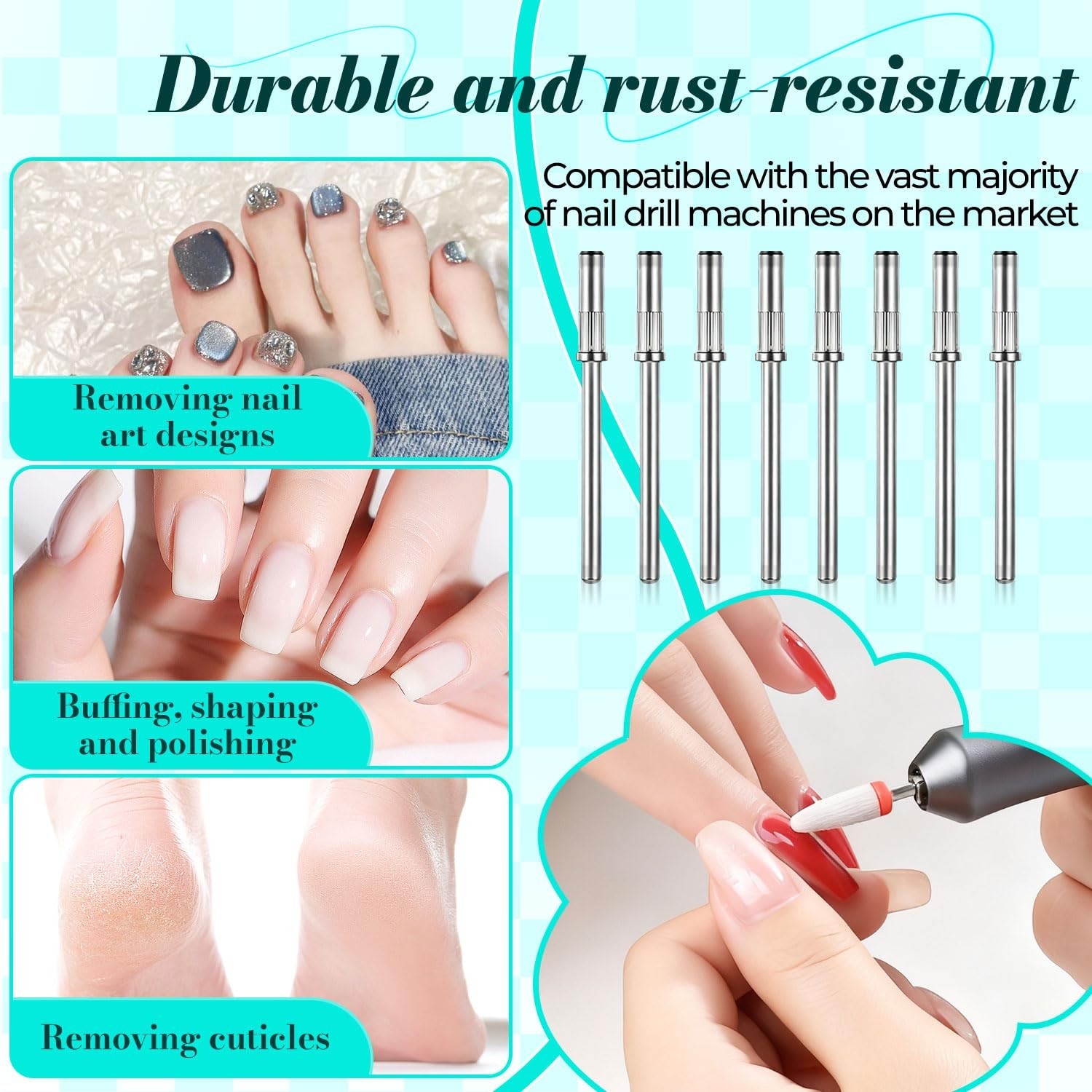 8PCS Mini Nail Drill Bit,Mandrel Bits for Small Sanding Bands,3.1mm 3/32 Shan…