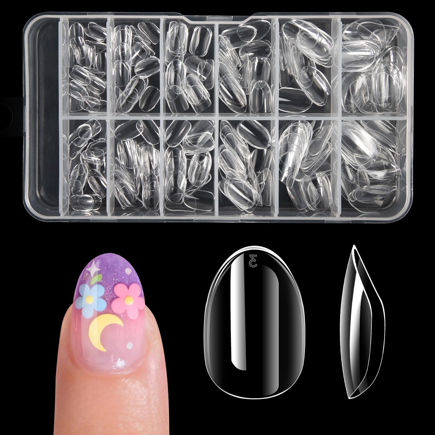 240Pcs Almond Kids Nail Tips – 12 Sizes Soft Gel Extra Short Press on Nails f…