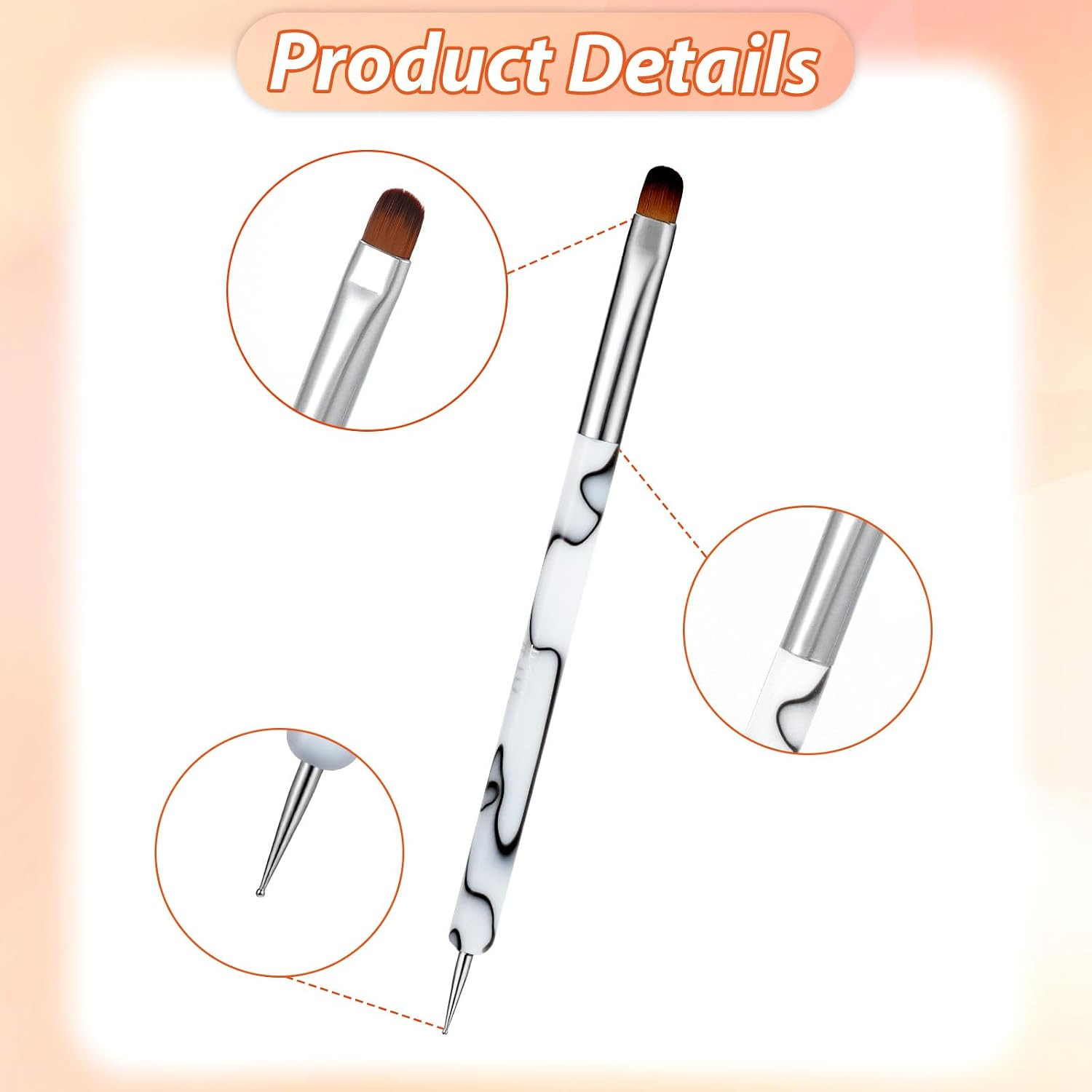 4 Pcs French Gel Nail Brushes, Double Head Acrylic Nail Art Brush with Dotting