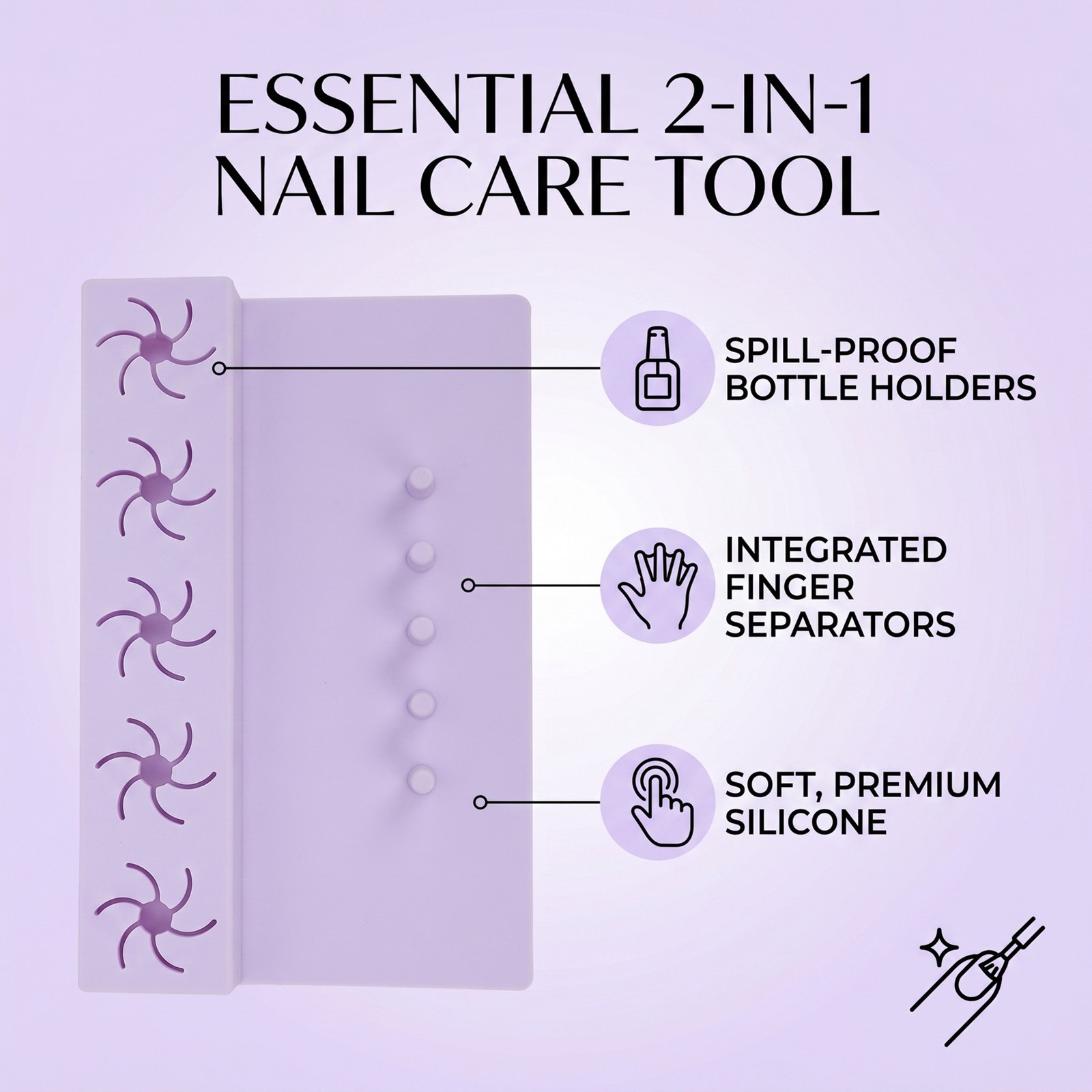2 In 1 Silicone Nail Hand Rest Mat Anti Spill Holder For Home