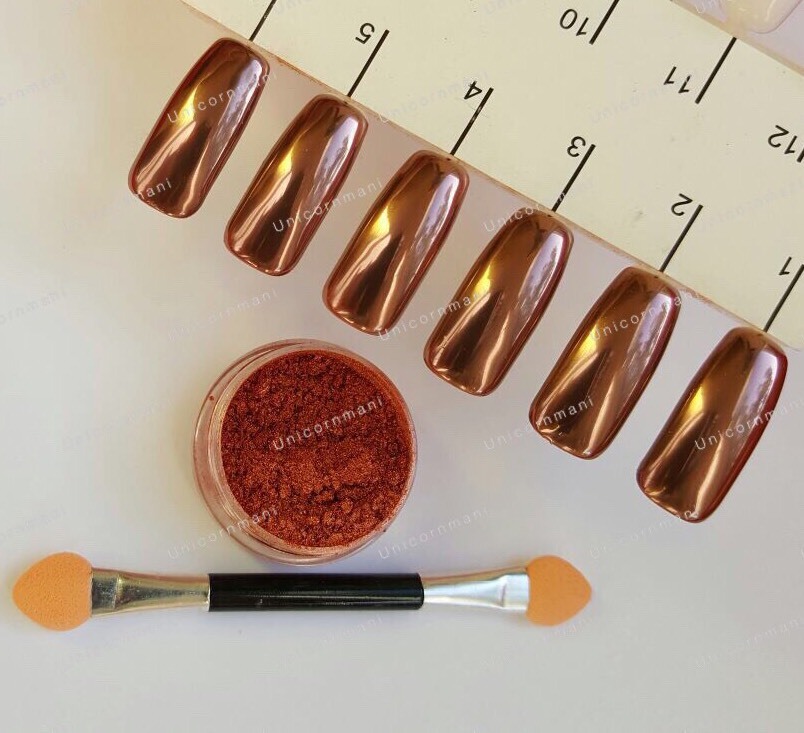 COPPER NAILS POWDER BRONZE Mirror Chrome Effect Pigment Nail Art UK SELLER (u)