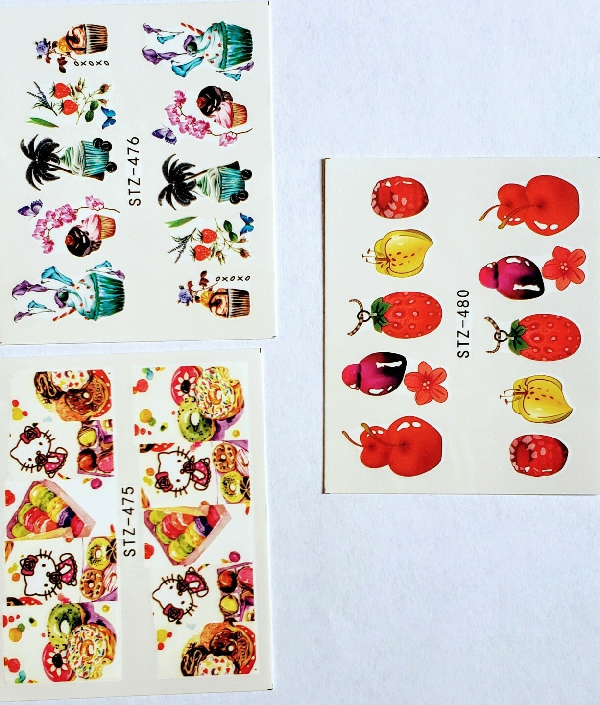 3 sheets Ice Cream Candy Fruit Berries Nail Sticker Nail Art Design Polish Nail