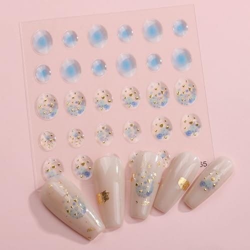 6 Sheets 3D Embossed Gold Irregular Geometric Nail Art Stickers Decals Self