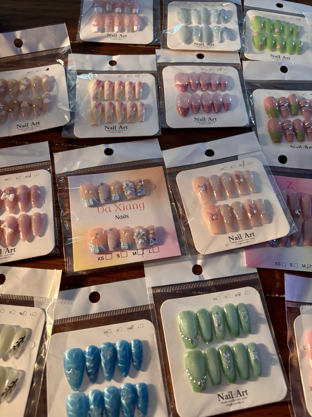 Multicolor Shiny Pre-Designed Press-On Nails Nail Art Medium Size set of 10