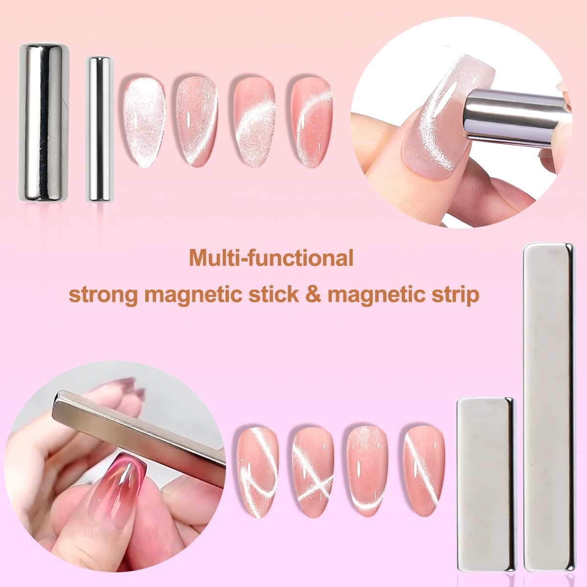 12pcs Cat Eye Magnet Set, Nail Magnet Tool with Scissor & Heart & Rabbit