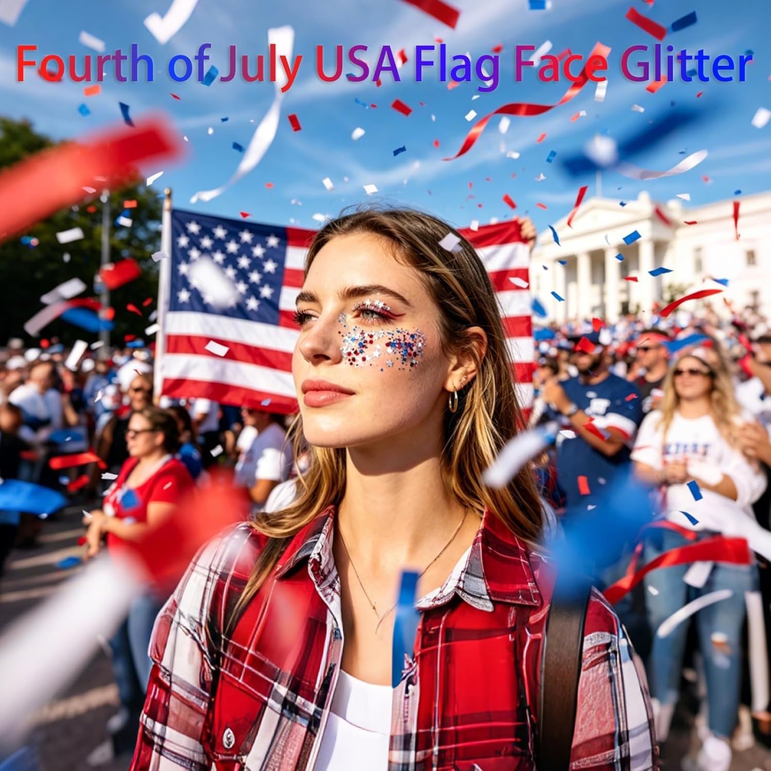 Body Glitter Stick 6 Pack Red White and Blue Face & Hair Glitter with Chunky…