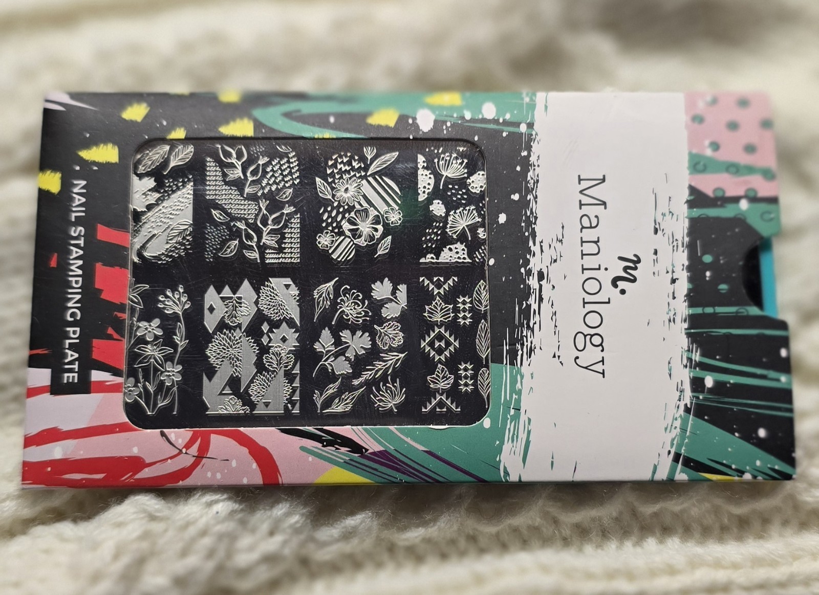 HTF Maniology M034 Nail Stamp Plate Mani X Me Nov 2018 Floral Leaf Abstract RARE