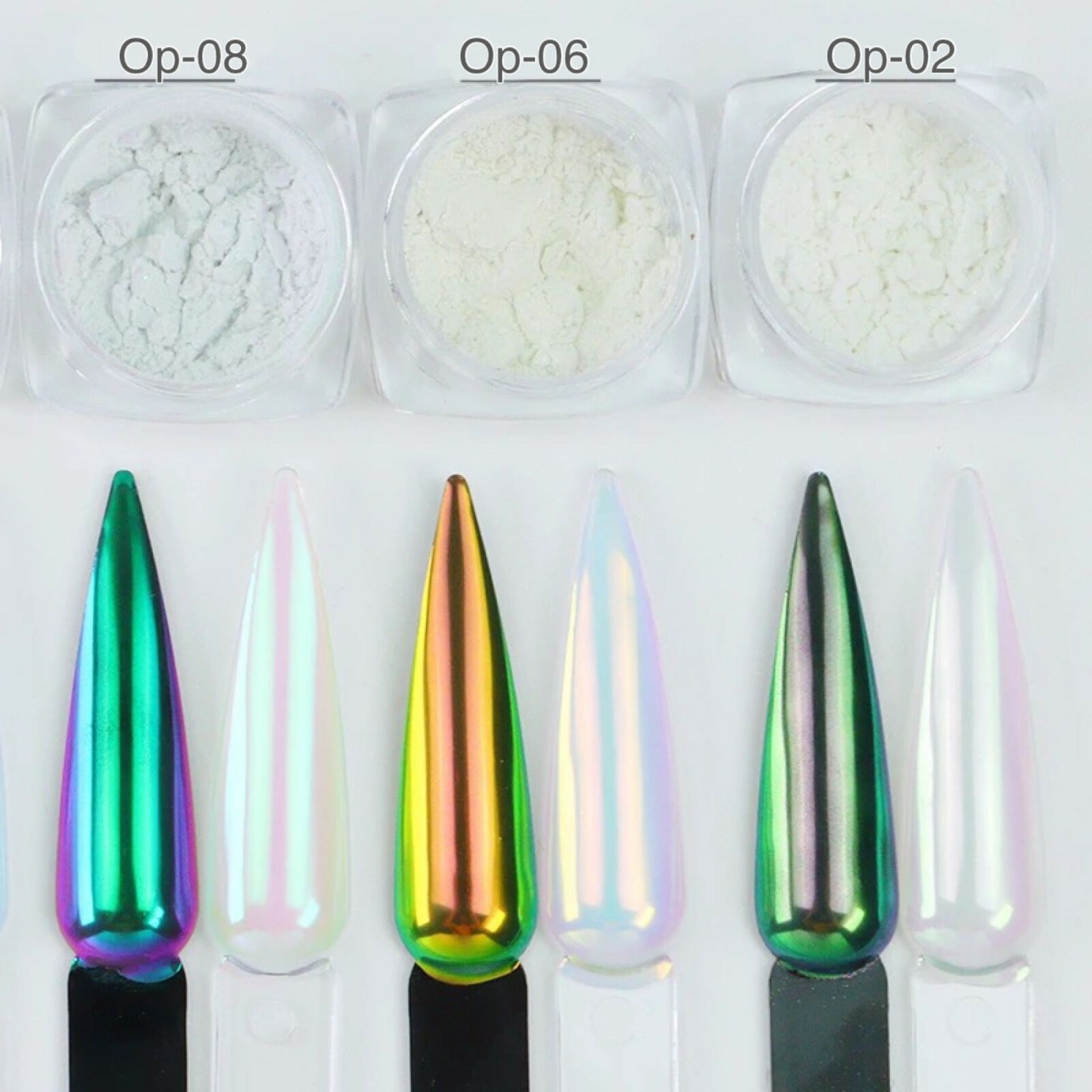 Aurora Nail Powder 6 AB Colours Unicorn Rainbow Multi Chrome Mirror Mermaid