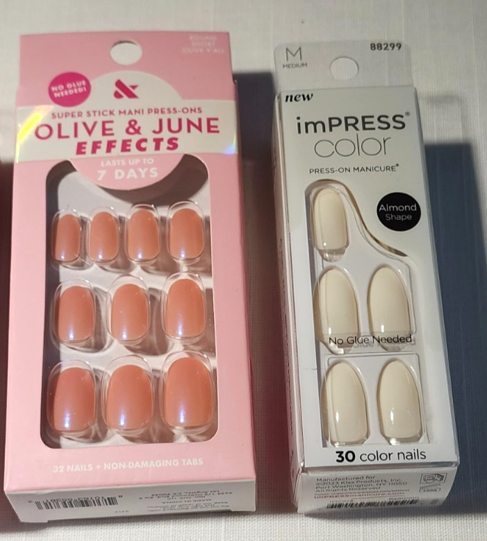 6 Different Press-On Nails Kits – 3 Olive & June and 3 imPRESS (BRAND NEW)