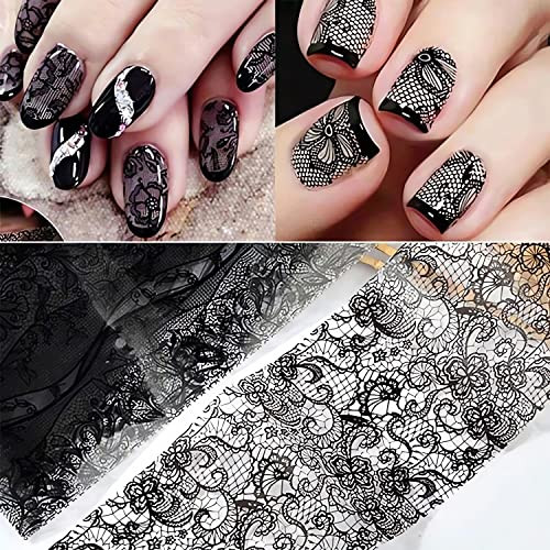 Lace Nail Foil Transfer Stickers Black Lace Nail Foils Decals Nail Art