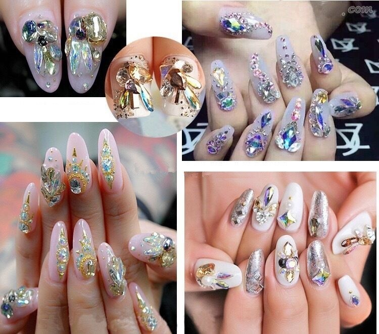20 50 100pcs Crystal AB Nail Art Rhinestones FlatBack Glitter Gems Nails Decor