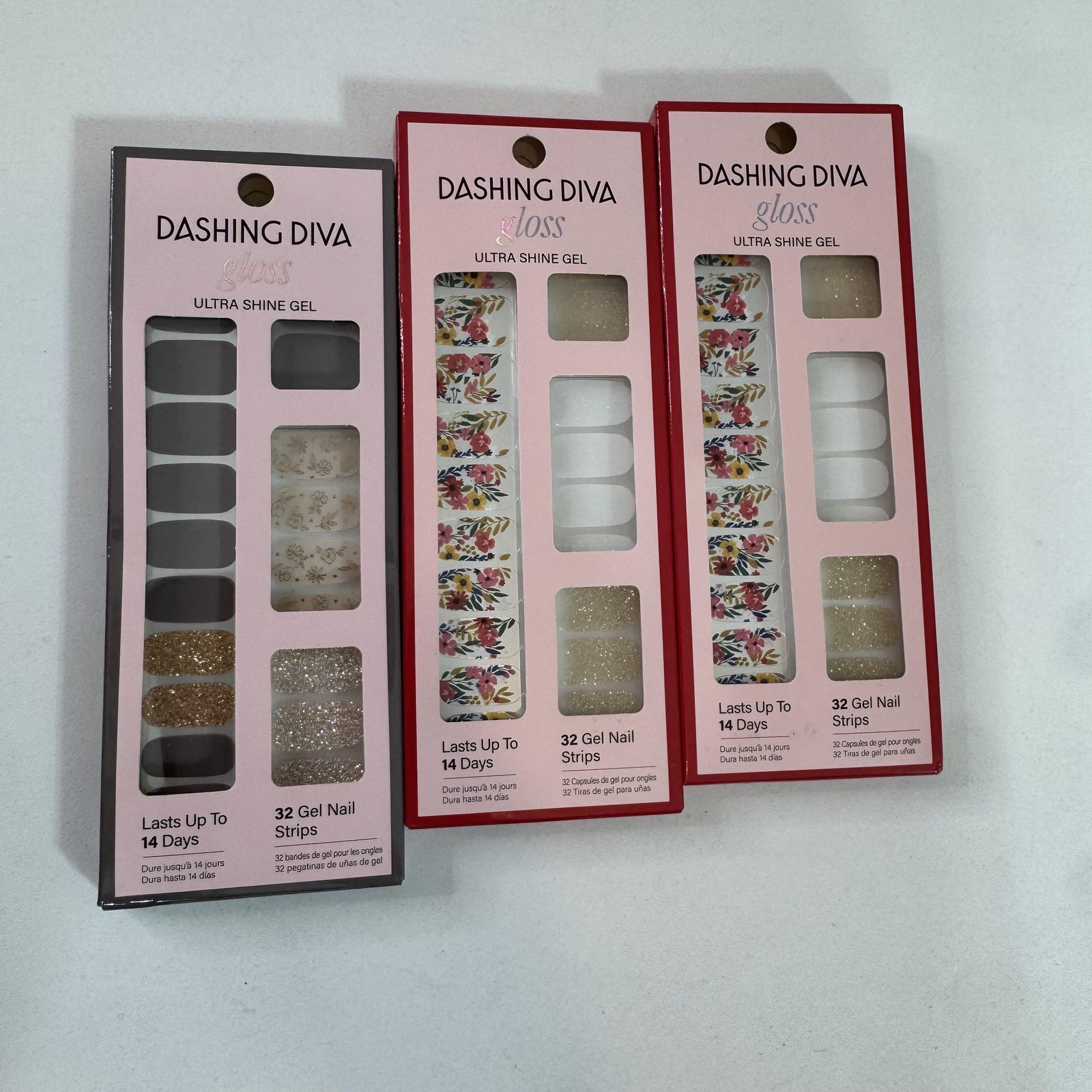 Dashing Diva Gloss Nail Strips Lot 3 Wallflower Frenzy Lavender Floral Gel
