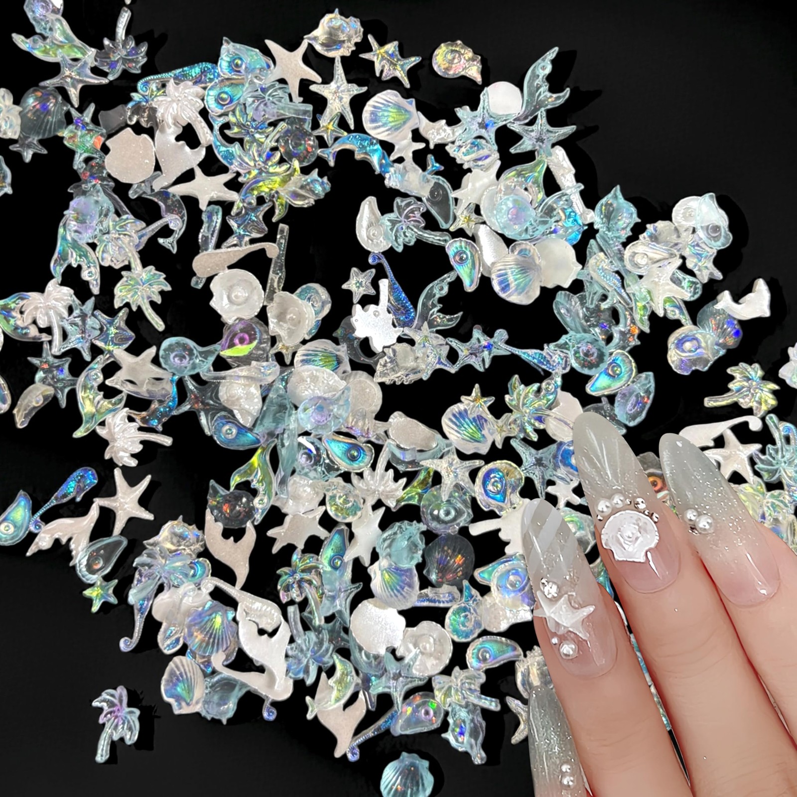 SHUXILIN 250PCS Summer Beach Nail Resin Charms