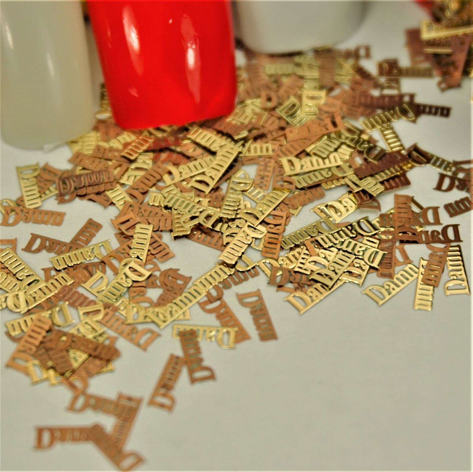 25 GOLD METAL “DAMN” NAIL CHARMS NAIL DECALS SMALL GIFT IN BOX FOR WOMEN