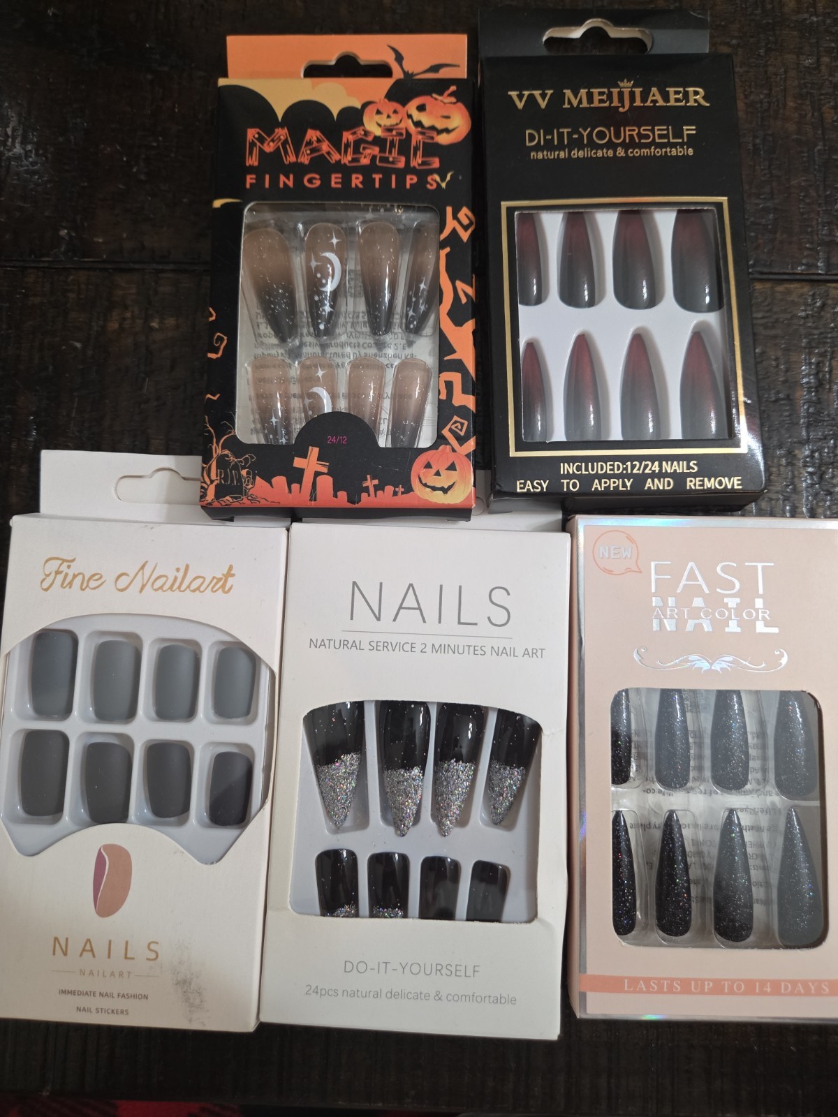 Dark And Spooky Press On Nail Lot Of 5 Packs Halloween Costume Goth Vampire