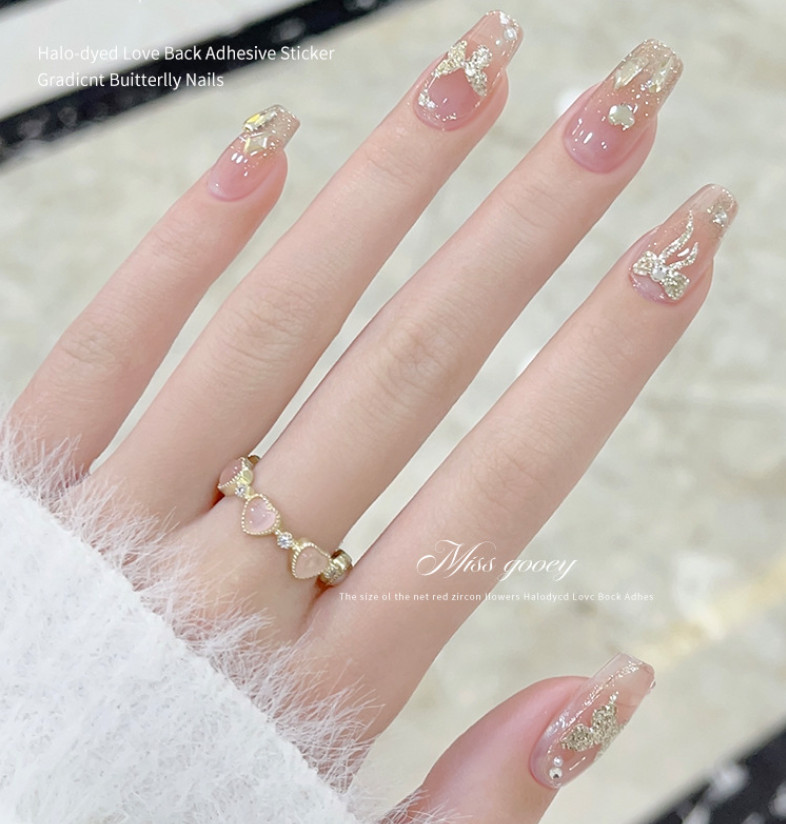 3D Sparkly Glitter Butterfly Bow Bunny Rabbit Flame Nail Art Decal Sticker NS49