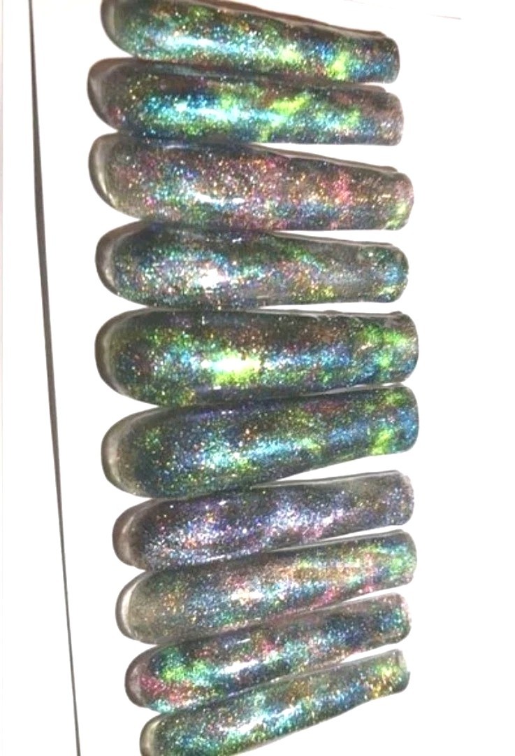 Women’s Handmade 10pc Cateye Shimmering Galaxy 3Xl Press On Nails Sz Medium