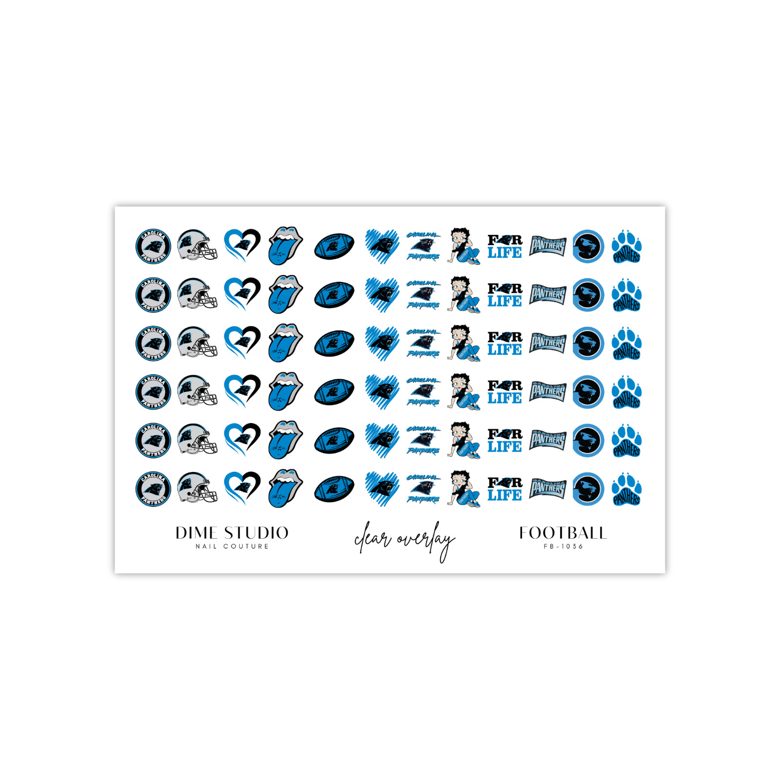Carolina Panthers Football Nail Decals Water Transfer Nail Art