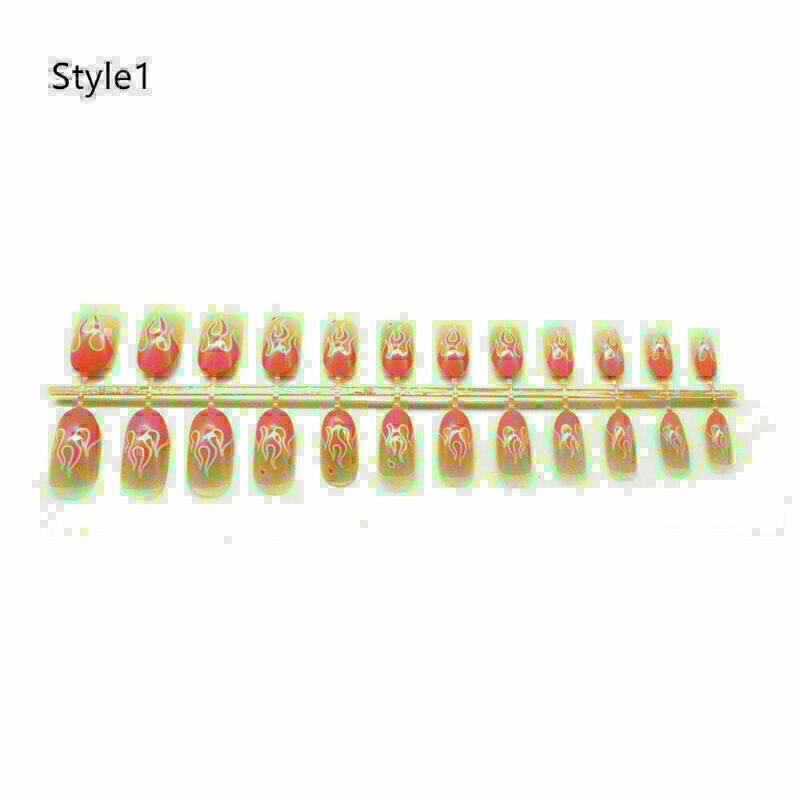 24pcs Manicure Flame Pattern Nail Decoration Patches DIY Plastic Nail Art Decor